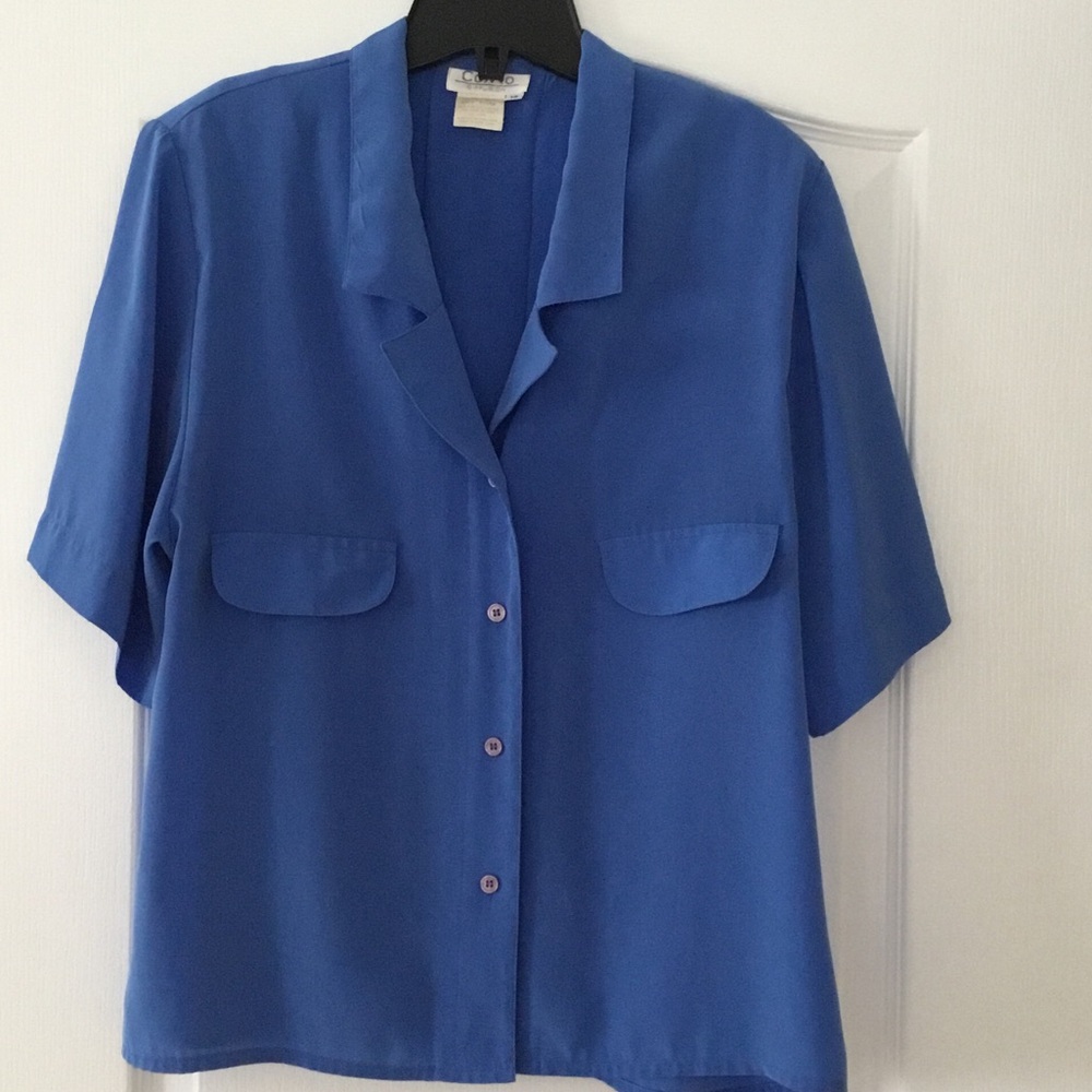 Vintage Short Sleeve Button-Down Shirt in Royal Blue